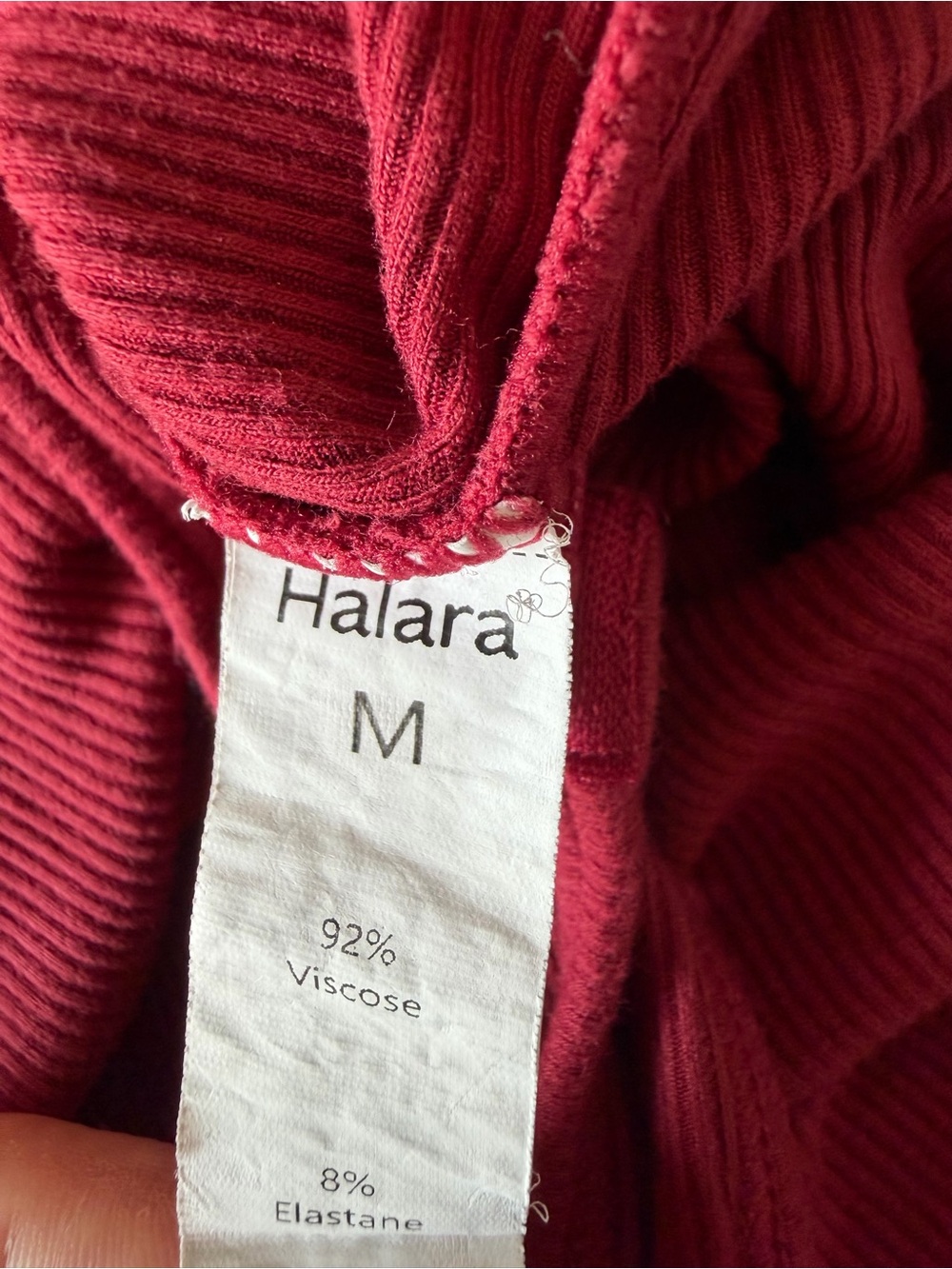 HALARA Ribbed Square Neck Longsleeve Bodysuit in Deep Raspberry M - Picture 5 of 5